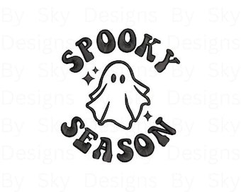 Halloween Spooky Season Cute Little Ghost Machine Embroidery Design File, Ghost Halloween Embroidery, Instant Download, 2 tamaños disponibles