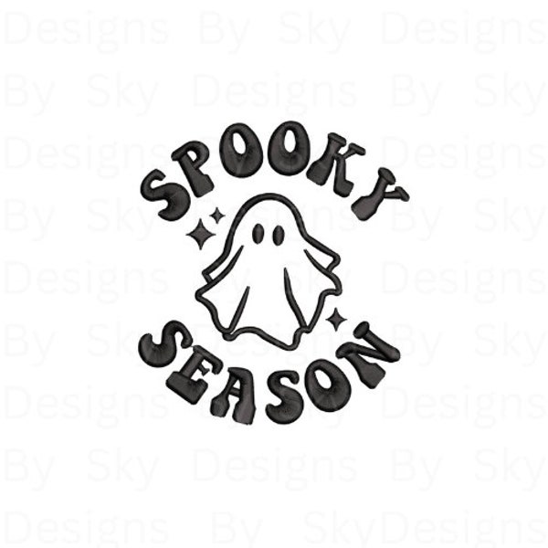 Halloween Spooky Season Cute Little Ghost Machine Embroidery Design File, Ghost Halloween Embroidery, Instant Download, 2 Sizes Available