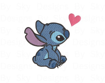 Puntada con archivo de diseño de bordado de máquina de corazón, bordado de Lilo y puntada, corazón de puntada linda, archivo de bordado, descarga instantánea, 2 tamaños