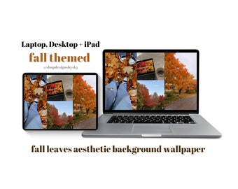 Pinterest inspirado en el otoño hojas estética collage portátil, escritorio y iPad fondo de pantalla protector de pantalla de fondo, otoño temporada de otoño estética