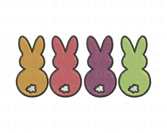 Cuatro conejos de Pascua máquina bordar archivo de diseño, conejos de Pascua, archivo de bordado de primavera, diseño de bordado de Pascua, descarga instantánea