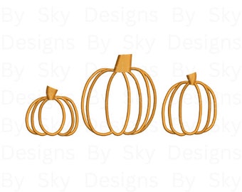 Halloween Minimalista Estética calabazas Contorno Máquina Bordado Archivo de diseño, Halloween Diseño de bordado de calabaza, Descarga instantánea, 2 tamaños