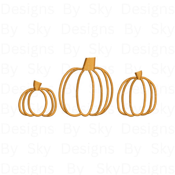 Halloween Minimal Aesthetic Pumpkins Outline Machine Embroidery Design File, Halloween Pumpkin Embroidery Design, Instant Download, 2 Sizes