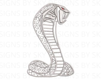 Ford Mustang Shelby GT500 Cobra Snake Car Logo Emblema Máquina Bordado Archivo de Diseño, Cobra Snake Bordado Diseño Archivo, Descarga Instantánea
