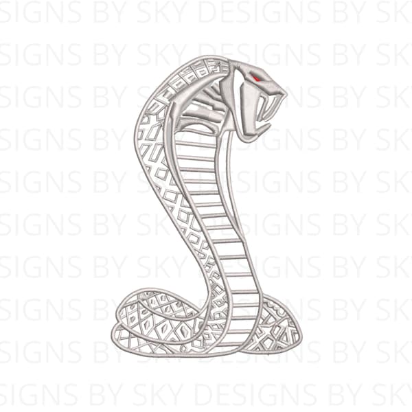 Ford Mustang Shelby GT500 Cobra Snake Car Logo Emblema Máquina Bordado Archivo de Diseño, Cobra Snake Bordado Diseño Archivo, Descarga Instantánea