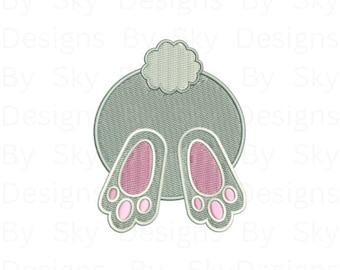 Conejo de Pascua Trasero trasero, pies y cola de algodón Máquina de bordado Archivo de diseño, Diseño de conejo de Pascua, Archivo de bordado de Pascua, descarga instantánea