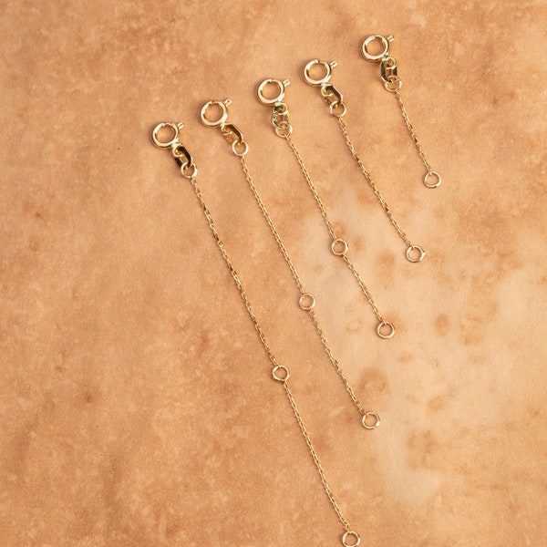 14k Solid Gold Necklace Or Bracelet Extender, Solid Gold Link, Adjustable Extension Chain