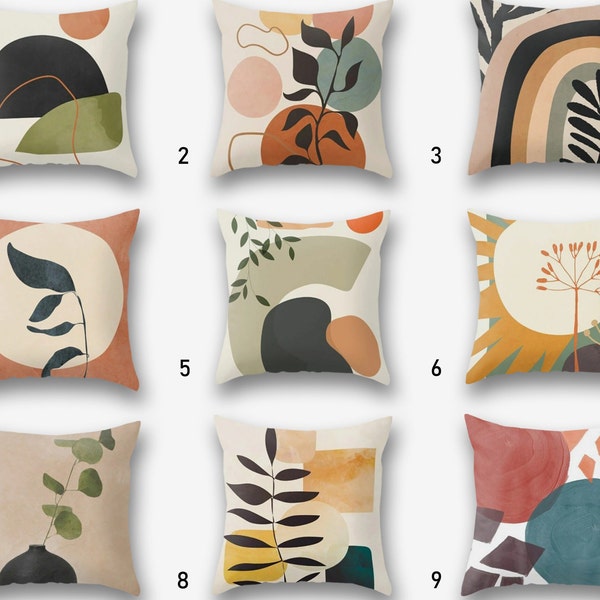 Abstract Pillow Cover, Cushion Nordics Scandi, Decorative Modern Style Pillow, Abstract Tropic Modern Art Pillow Cover, Housewarming Pillow