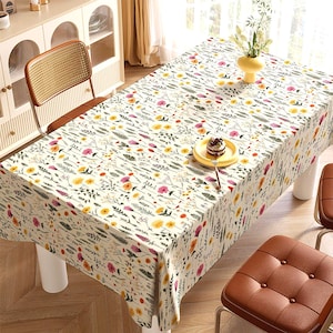 Wildflower Rectangle Tablecloth, Floral Print Table Cover, Colorful Floral Tablecloth, Spring Wildflowers Tablecloth, Floral Tablecloth