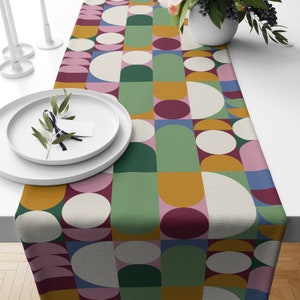 Mid Century Modern Table Runners, Retro Table Runner, Mid Century Modern Table Decor Runner, Mid Century Modern Geometric Table Runner