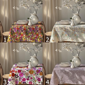 Farmhouse Floral Tablecloth, Floral Rectangle Tablecloth, Floral Tablecloth, Wildflowers Printed Tablecloth, Flowers Table Covers
