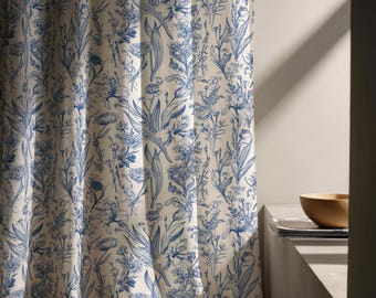 Farmhouse Floral Curtain Panels, Vintage Style Flowers Window Drapes