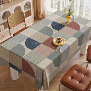 Retro Mid Century Modern Geometric Table Cloth, Retro Party Table Cover, 70s Table Cloth, Retro Geometric Tablecloth, Mcm Table Cover