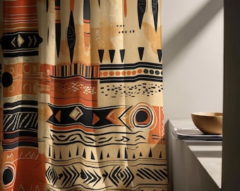 Bogolan Inspired Curtains, Ethnic Curtains, Tribal Curtain Panels, African Blackout Drapes, African Curtains, Bohemian Tribal Print Curtain