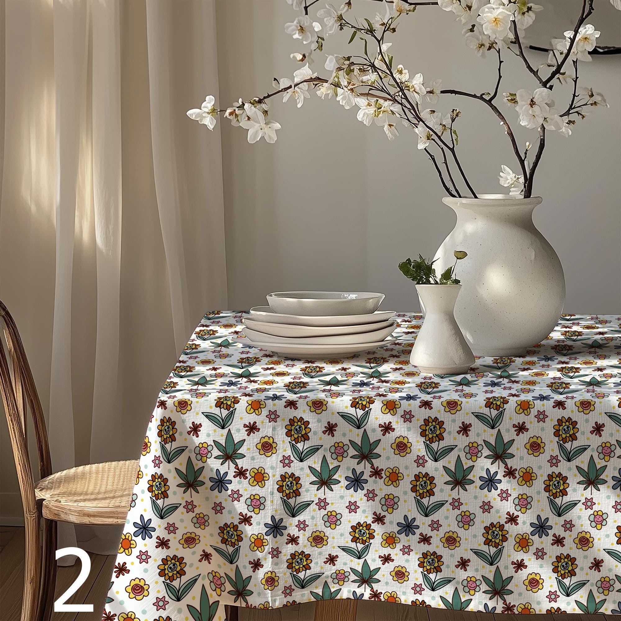 Spring Tablecovers Spring Floral Tablecloth, Wildflowers Printed Tablecloth, Flowers Table ...