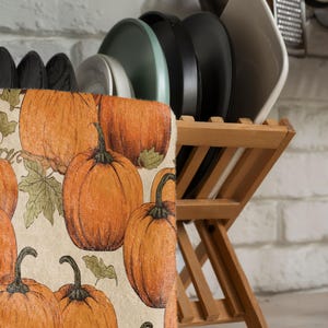 Thanksgiving Kitchen Towels, Pumpkin Kitchen Decor, Thankful Tea Towels, Autumn Pumpkins Kitchen Towel, Harvest Hand Towel, Fall Dish Towel
