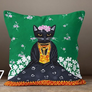 Fundas de almohada con motivos de gatos, decoración para el hogar de otoño e invierno, fundas de cojín para amantes de los gatos, fundas de almohada con ilustraciones de gatos 7