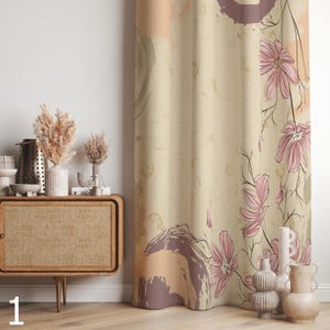 Floral Window Curtains, Floral Abstract Print Curtains, Floral Vintage Drapes, Floral Grommet Curtains, Vintage Floral Blackout Curtains