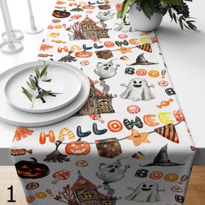 Halloween Table Runners, Halloween Party Table Decor Runner, Ghost Design Table Runner, Spooky Table Runner, Spider Web Printed Runner