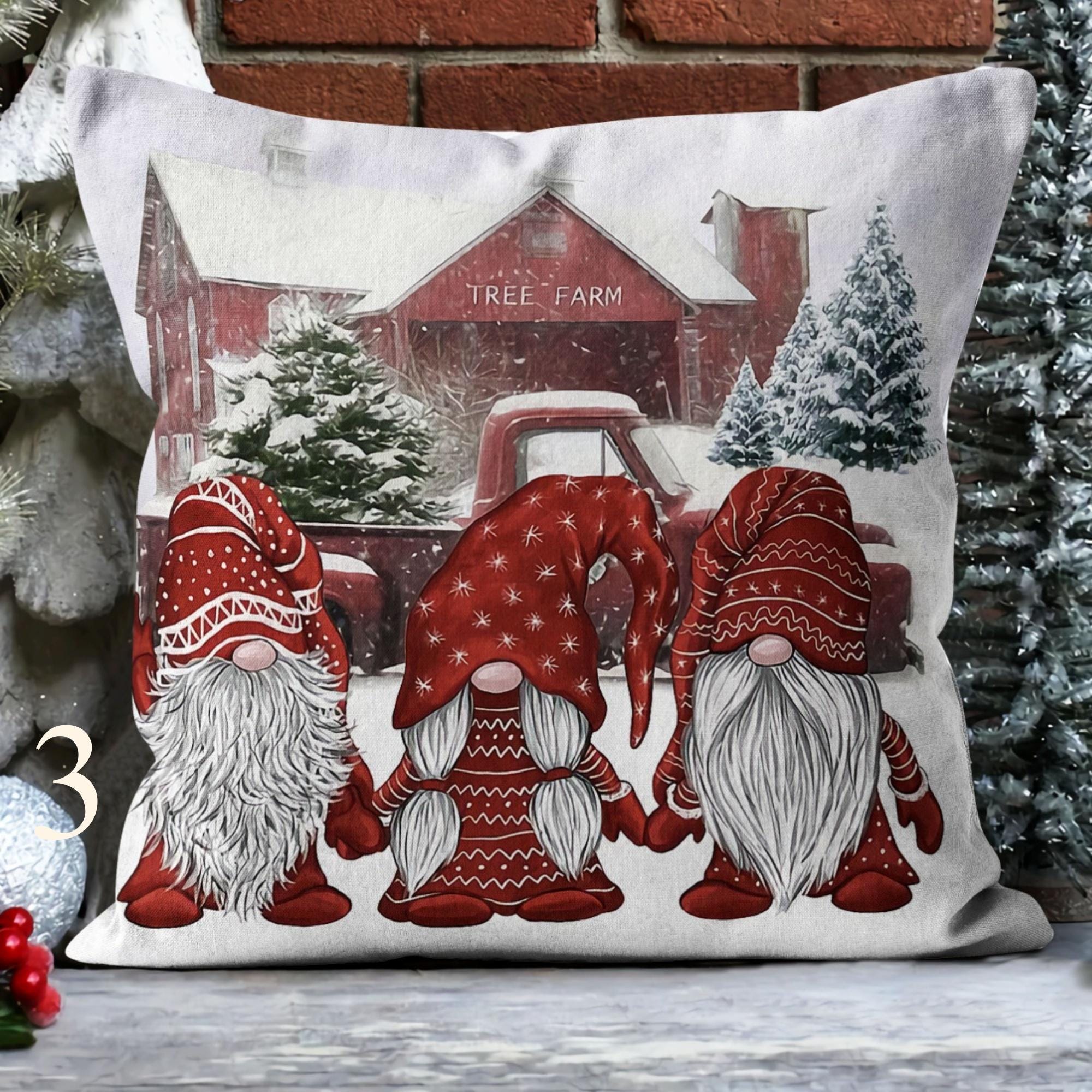 Set 4 Federe Per Cuscini 40x40 Cm Con Motivo Religioso Natale - Rosso E Bianco - Decorazioni Invernali