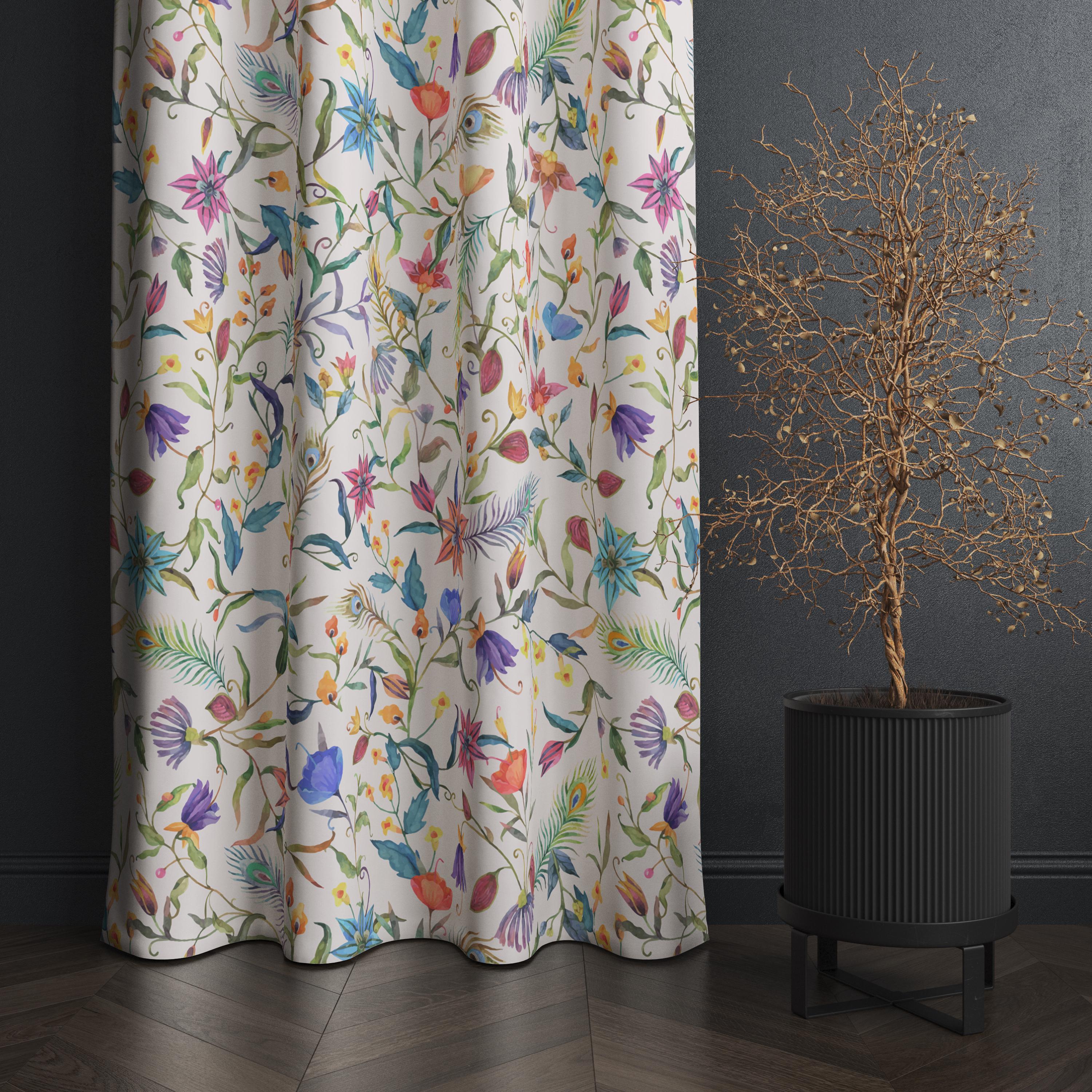 Floral Curtain Panel, Wildflowers Botanical Curtain, Colorful Flower Print Drapes, Elegant Wildflower Curtain Panel, Tropic Flowers Curtains