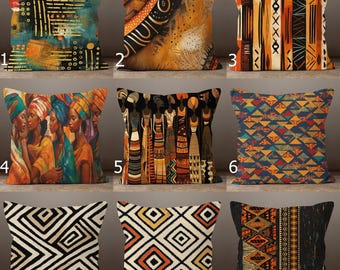 Mudcloth Pillow Covers, Ethnic Terracotta Throw Pillow Cover, Decorative African Pillowcase, Tribal Cushion Cover, African Women Pillowcases