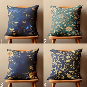 Floral Pillow Covers, Luxury Baroque Pillow Covers, Gold Floral Cushion Covers, Elegant Vintage Throw Pillows, Dark Botanical Pillow Covers