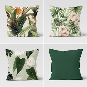 Green Tropical Palm Tree Decorative Throw Pillow Case, Green Pillow Covers,Tropical Plants Leaf, Housewarming Pillowcase, Decorative Pillows
