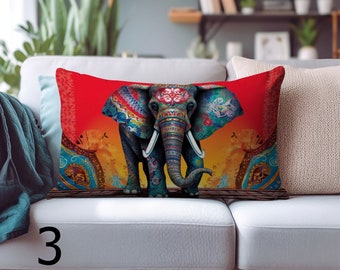 Elephant Pillow Covers, Elephant Design Pillowcase, Artistic