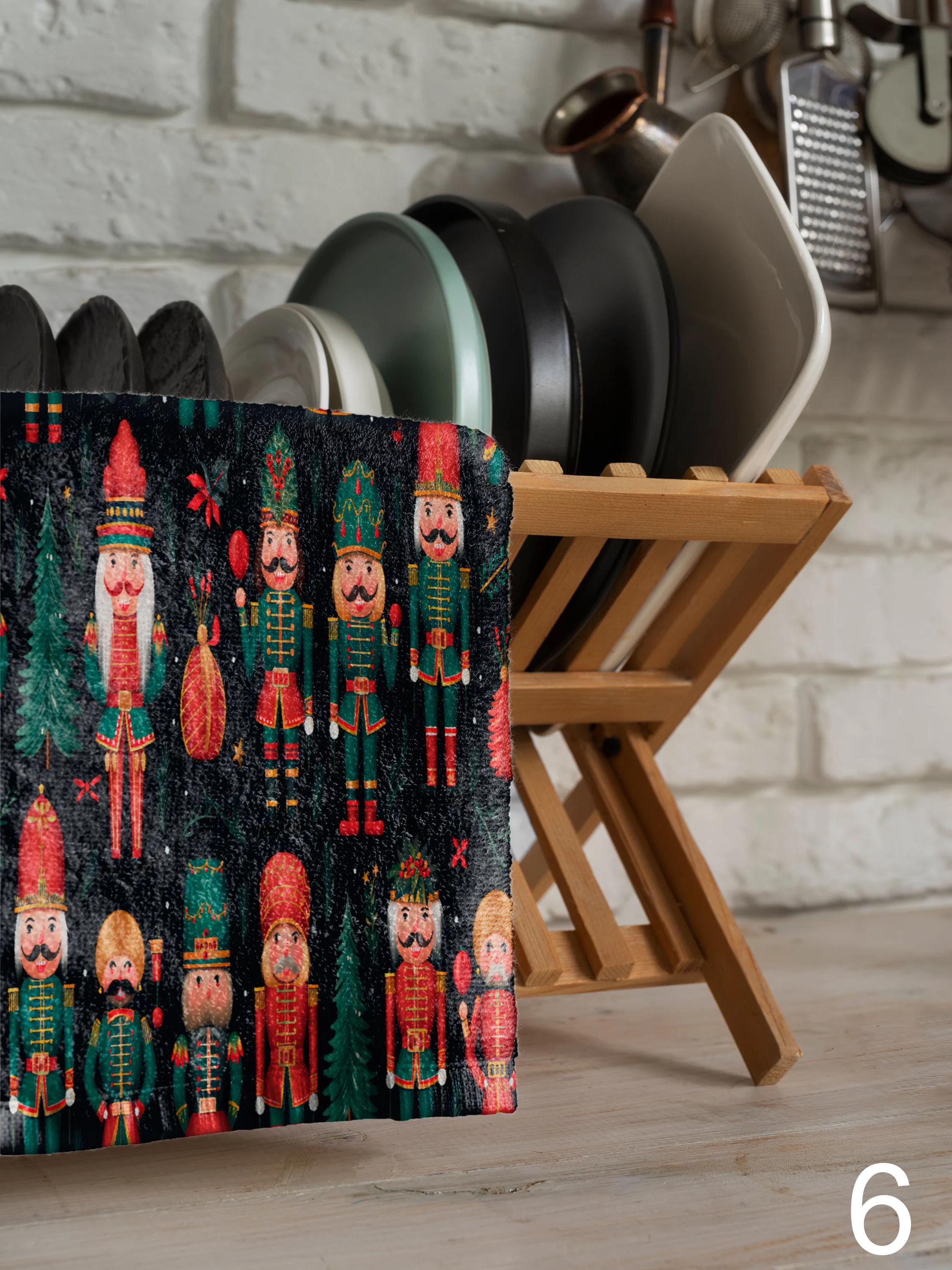 DII Holiday Kitchen Towel Set - 3 Piece Christmas Tea Towels With Holly Pattern 18x28 Inches