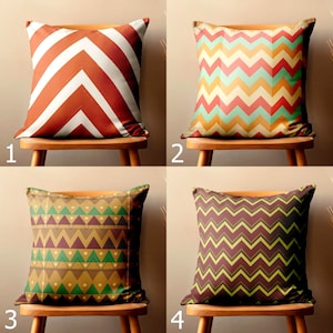 Retro Geometric Abstract Pillow Covers, 70s Retro Zigzag Cushion Cover, Mid Century Pillow Covers, Retro Pillow Covers, MCM Pillowcases