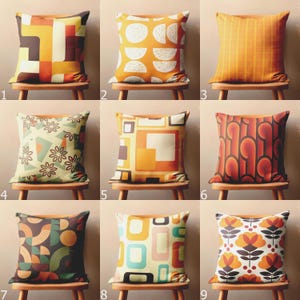 Fundas de cojín bohemias de los años 70, fundas de almohada coloridas y retro bohemias, fundas de cojín retro, fundas de cojín de mediados de siglo, fundas de almohada MCM
