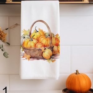 Fall Pumpkin Tea Towels, Thanksgiving Harvest Kitchen Towel, Pumpkin Themed Towel, Fall Harvest Hand Towel, Pumpkin Decor Tea Towels