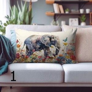 Elephant Pillow Covers, Elephant Design Pillowcase, Artistic Elephant Print Throw Pillow Cover, Rectangle Elephant Home Decor