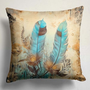 Modern Feather Design Throw Pillow Cover, Feather Home Decore, Decorative Feather Pillow Cases, Artful Feather Design Cushion Covers 2
