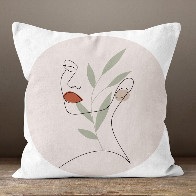 Line Art Face Pillow Covers Bohem Style Pillows Abstract Etsy