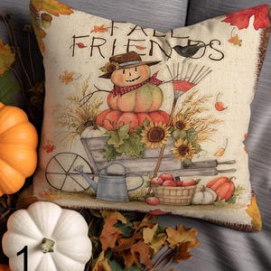 Sierkussenhoes met herfstzonnebloemen, kussenhoes met herfstoogstmotief, kussenslopen voor Thanksgiving, kussenhoes met pompoen, kussensloop met eikenbladeren