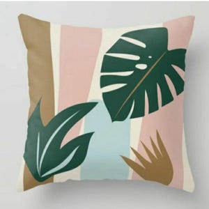 Abstract Tropical Leaf Pillows, Abstract Pillow Cover, Tropical Leaf Abstract Cushion Cover, Ideas Housewarming Gift 4