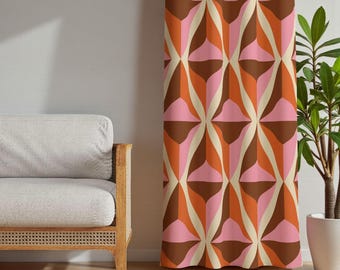 Mid-Century Modern Retro Curtains, 70s Geometric Drapes