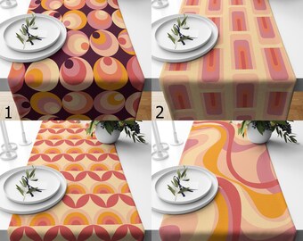 Chemin De Table Géométrique Moderne Rétro, Milieu Du Siècle, Décoration De Table De Fête Rétro, Décoration De Table Des Années 70, Chemin De Table Rétro Géométrique - France