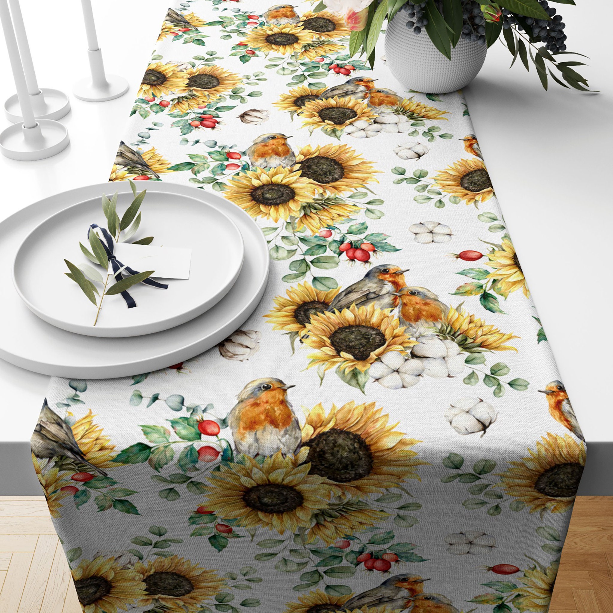 Sunflower Themed Table Runner Floral Tablecloth Table | Etsy
