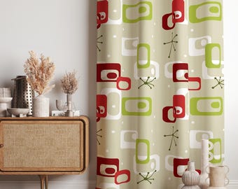 ミッドセンチュリーモダンカーテンパネル、レトロカーテン、MCM