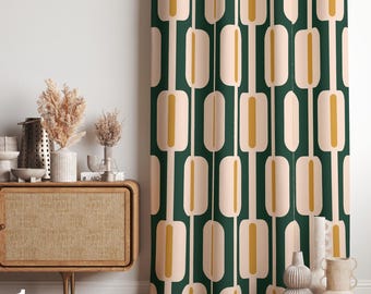 ミッドセンチュリーモダンカーテン、ファンキーレトロカーテンパネル