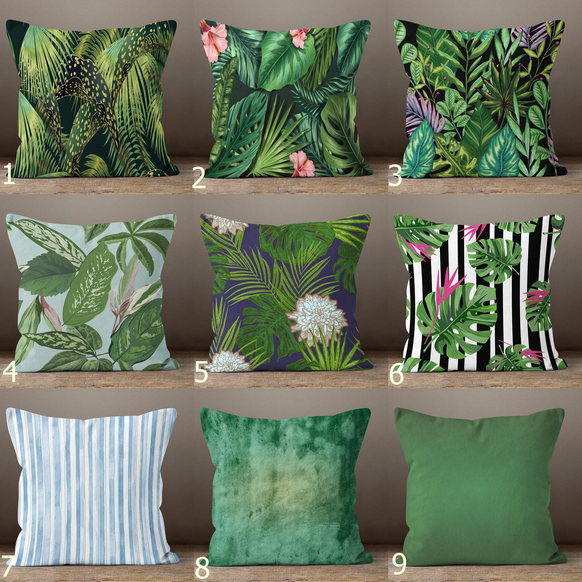 Botanical Pillow Covers, Tropical Leaves Throw Pillow Covers, Exotic
