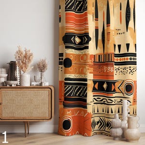 Bogolan Inspired Curtains, Ethnic Curtains, Tribal Curtain Panels, African Blackout Drapes, African Curtains, Bohemian Tribal Print Curtain