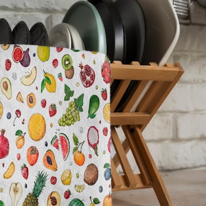 Fruits Kitchen Towels, Fresh Fruit Tea Towels, Colorful Fruit Hand Towels, Kitchen Decor Summer Fruits Dish Towels