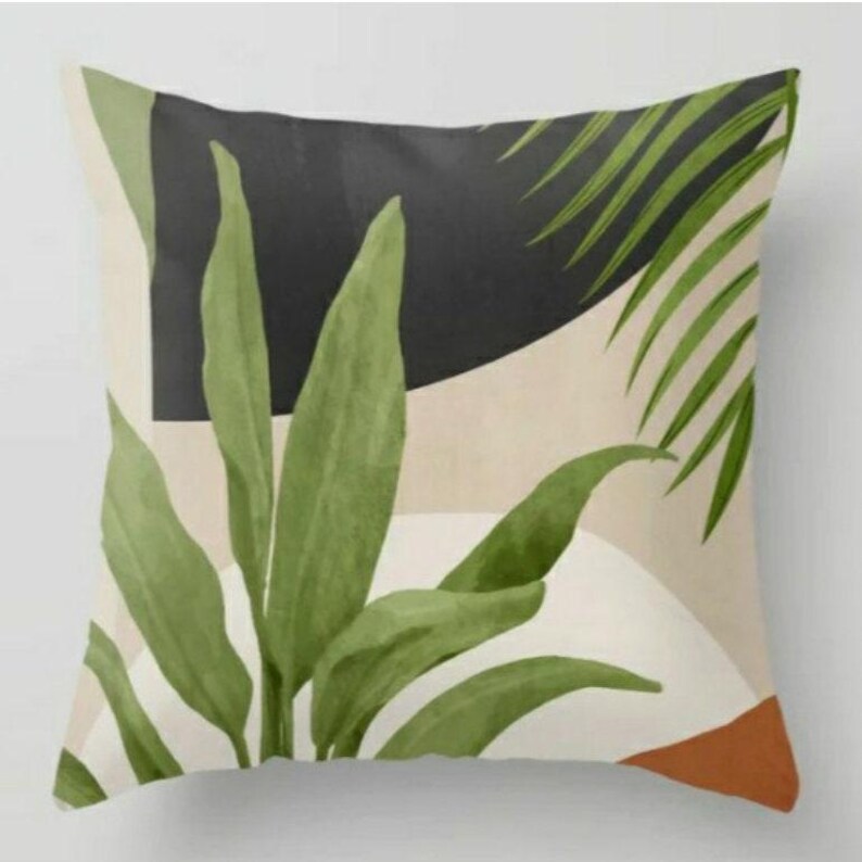 Abstract Tropical Leaf Pillows, Abstract Pillow Cover, Tropical Leaf Abstract Cushion Cover, Ideas Housewarming Gift 3