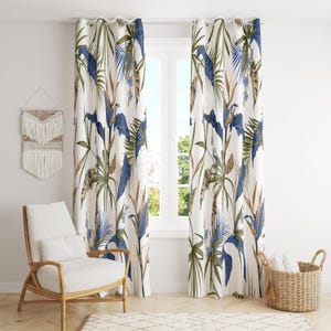 Botanical Print Curtains, Tropical Leaves Blackout Curtains, Botanical Leaf Drapes, Tropical Window Curtains, Exotic Leaves Curtains
