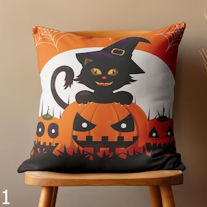 Happy Halloween Pillow Covers, Spooky Pumpkin Decor Pillowcase, Halloween Party Decor, Black Bat Cushion Covers, Black Orange Pillow Cover