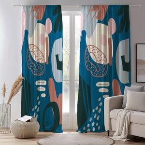 Artistic Abstract Drapes, Abstract Boho Curtain Panel, Modern Art Window Drapes, Colorful Geometric Curtain, Retro Abstract Art Curtain